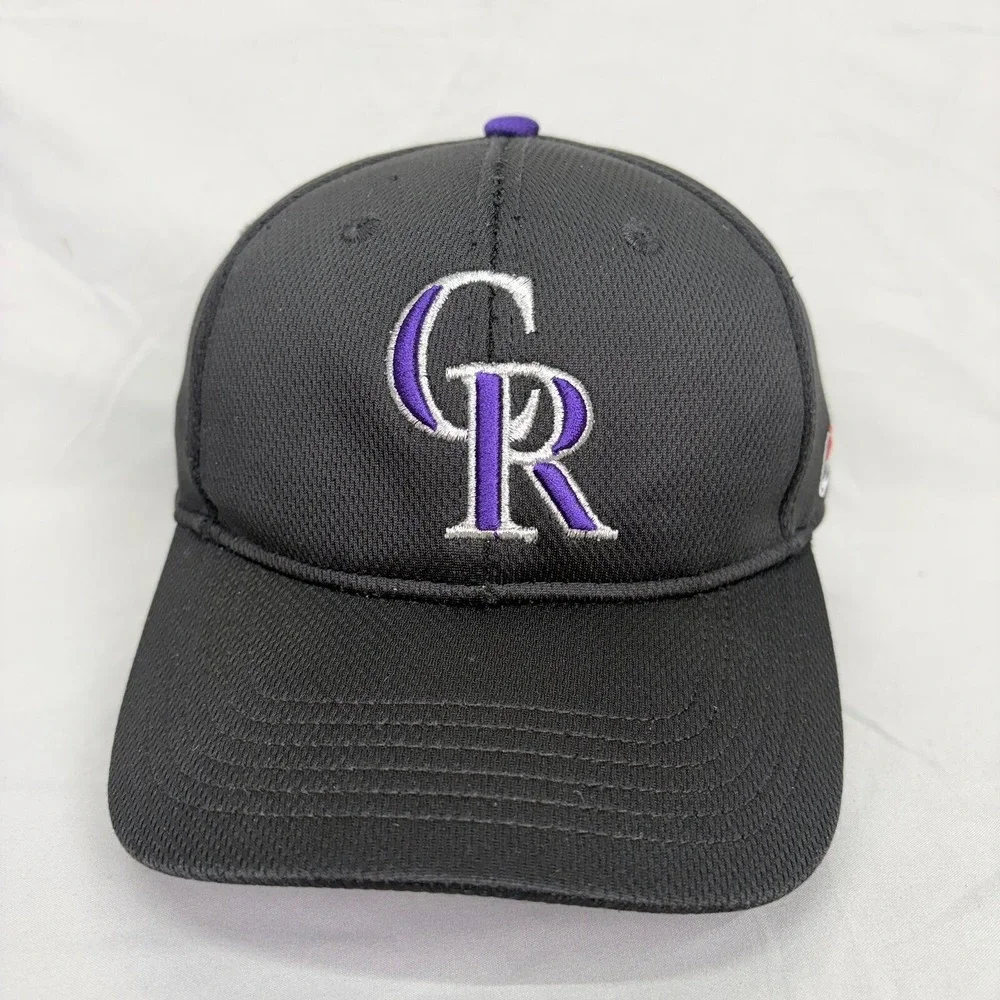 OC Sports MLB Colorado Rockies Hat Youth OSFA Black Purple Adjustable Cap